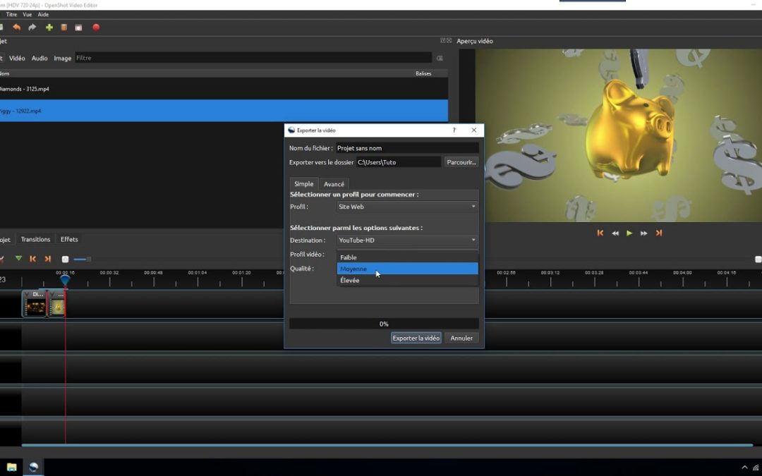 OpenShot | Meilleure qualité (1080p youtube)