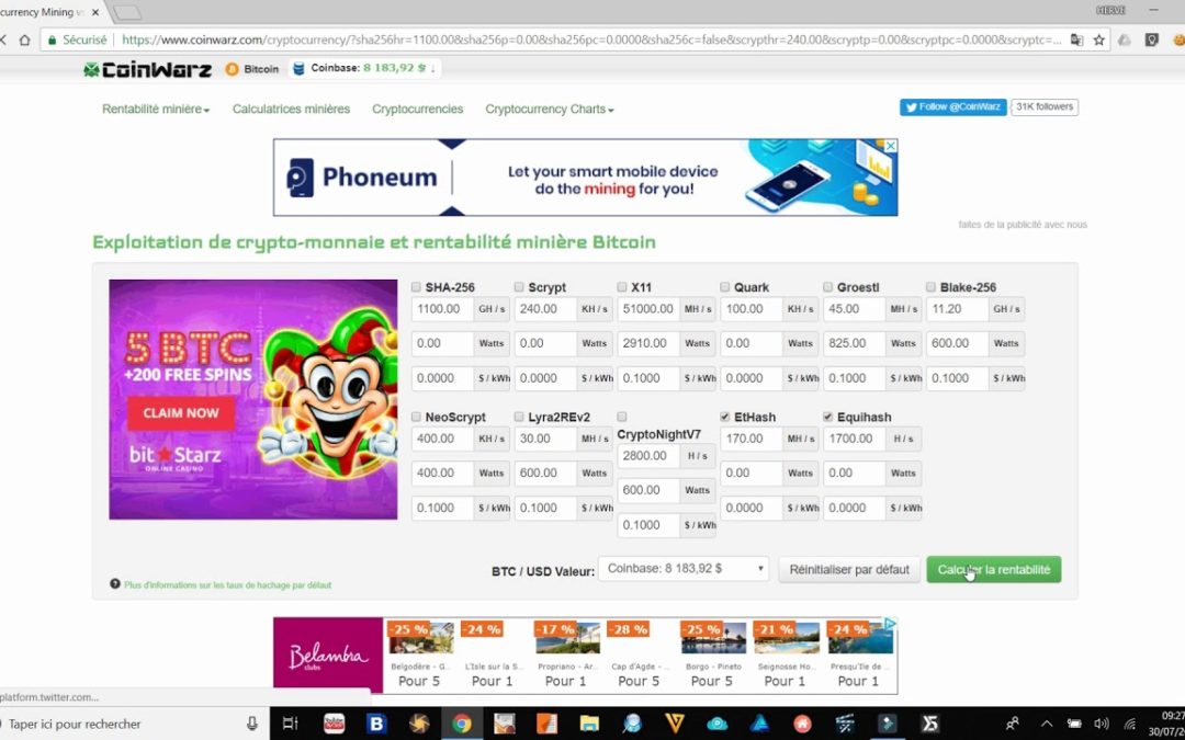 Coinwarz | Comment calculer mon gain de mining ?