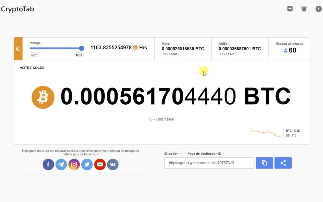 Cryptotab expliqué en Français – Minage en BTC gratuit