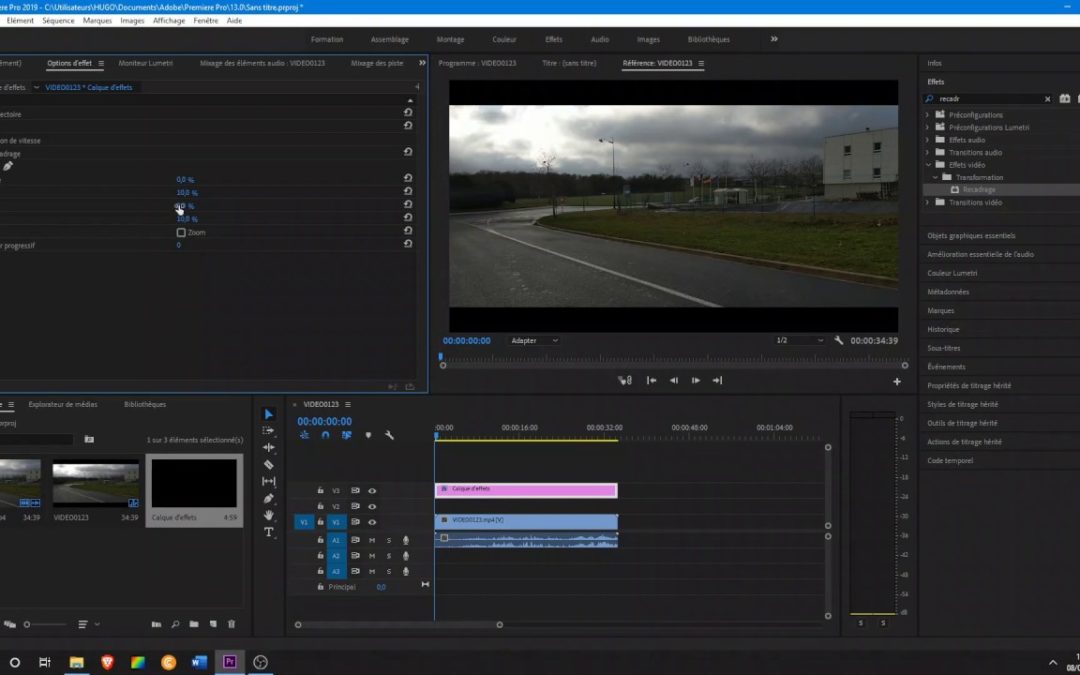 Comment mettre des bandes noires avec premiere pro ?