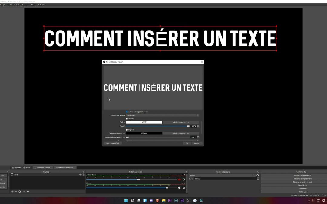 Obs Studio | Comment insérer un texte avec un défilement ?