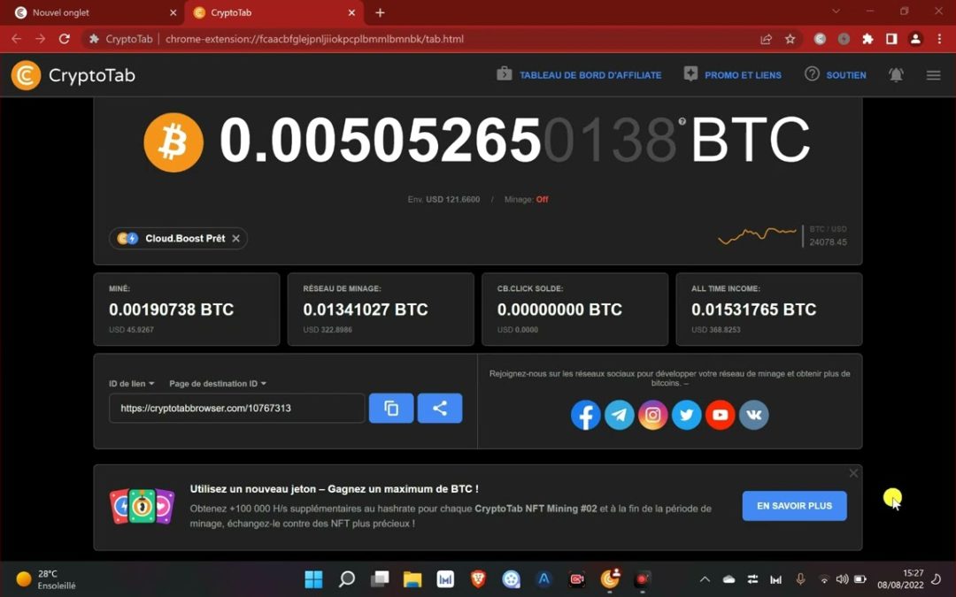 Comment développer mon réseau d’affilié Cryptotab et miner du BTC comme un gogo ?