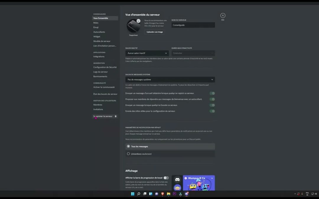 Comment supprimer un serveur discord ?