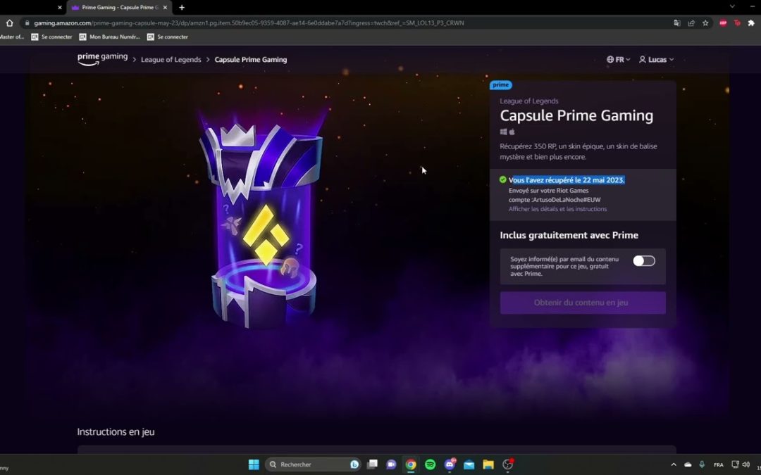 Comment récupérer ses récompenses Amazon Prime sur League of Legends ? – Twitch prime
