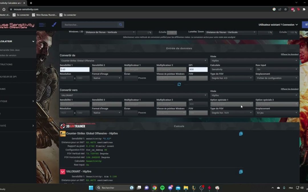 Comment importer sa sensibilité sur un autre jeu ? (ex : CSGO – Valorant)
