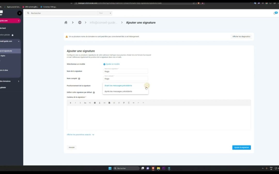 Comment mettre une signature de mail ? – Infomaniak
