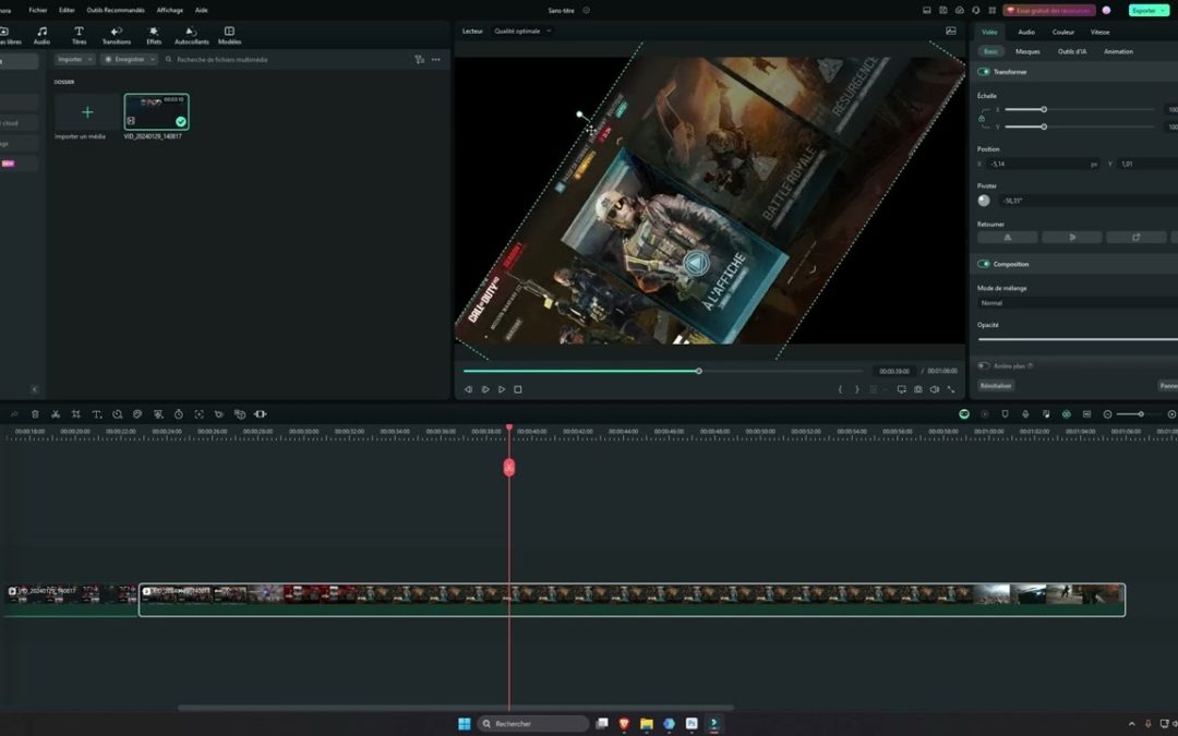 Comment faire pivoter une vidéo sur Filmora 13 ?